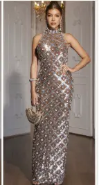 Maxidress sexy mesh rhinestone CHICWAYS